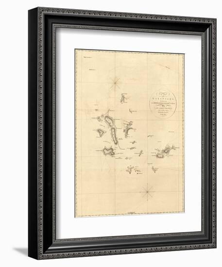 1798 Map of the Galapagos Islands in the Pacific Ocean-null-Framed Art Print