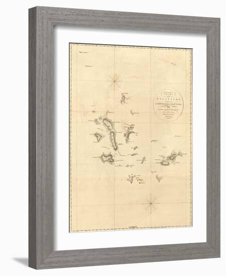 1798 Map of the Galapagos Islands in the Pacific Ocean-null-Framed Art Print