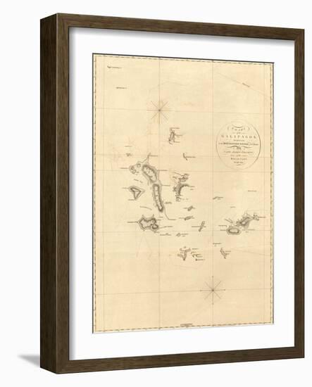 1798 Map of the Galapagos Islands in the Pacific Ocean-null-Framed Art Print