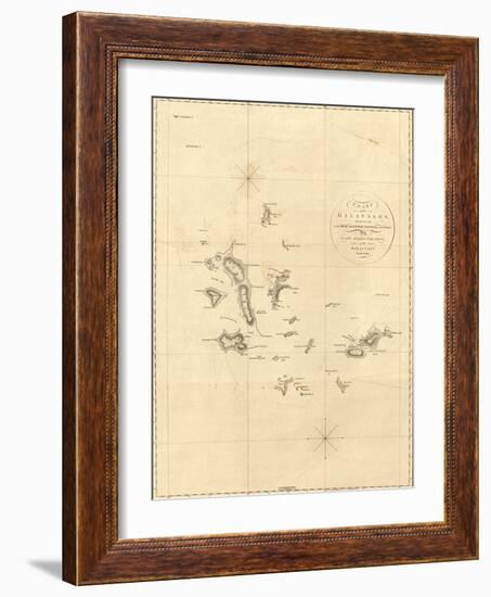 1798 Map of the Galapagos Islands in the Pacific Ocean-null-Framed Art Print