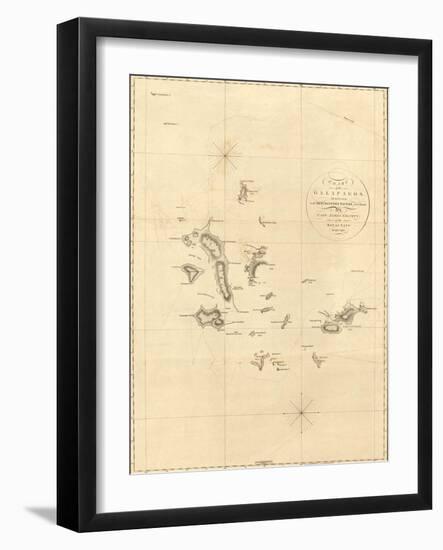 1798 Map of the Galapagos Islands in the Pacific Ocean-null-Framed Art Print