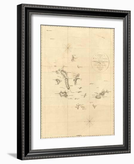 1798 Map of the Galapagos Islands in the Pacific Ocean-null-Framed Art Print