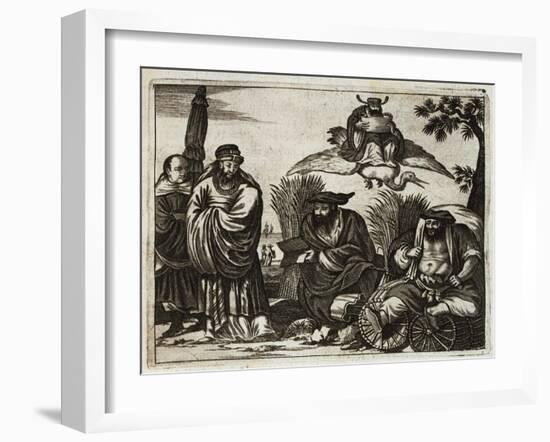17th-Century Engraving Depicting Chinese Merchants Consulting Fortune Tellers-null-Framed Giclee Print
