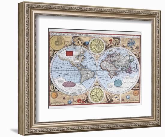 17th Century Map of the World-null-Framed Giclee Print