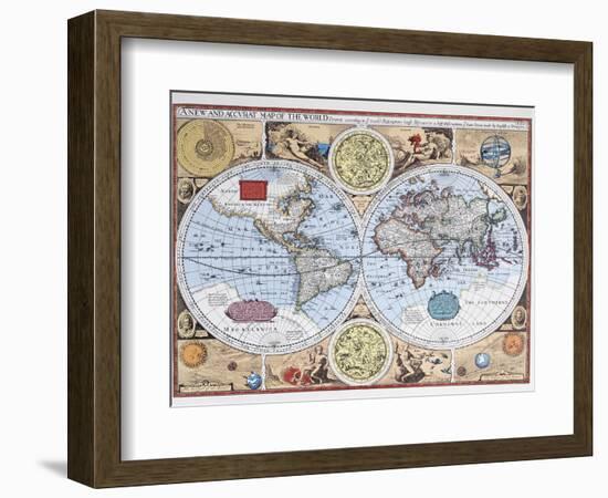 17th Century Map of the World--Framed Giclee Print