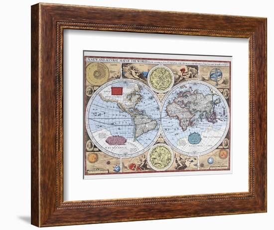 17th Century Map of the World--Framed Giclee Print
