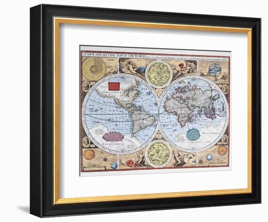 17th Century Map of the World--Framed Giclee Print