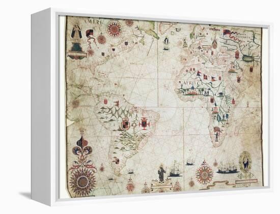 17th Century Nautical Map of the Atlantic-Library of Congress-Framed Premier Image Canvas