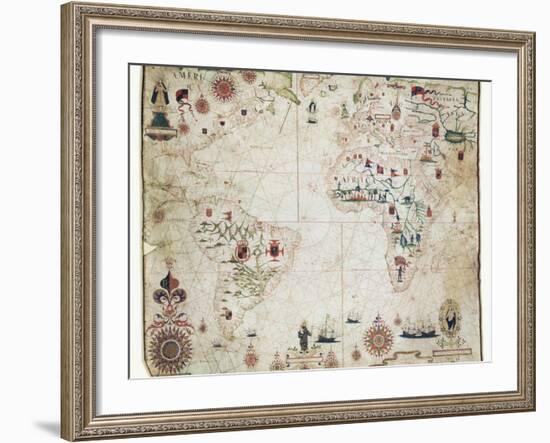 17th Century Nautical Map of the Atlantic-Library of Congress-Framed Photographic Print