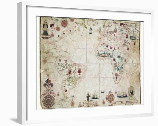 17th Century Nautical Map of the Atlantic-Library of Congress-Framed Photographic Print