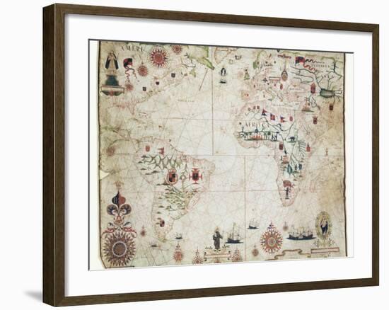 17th Century Nautical Map of the Atlantic-Library of Congress-Framed Photographic Print