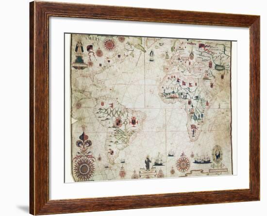 17th Century Nautical Map of the Atlantic-Library of Congress-Framed Photographic Print