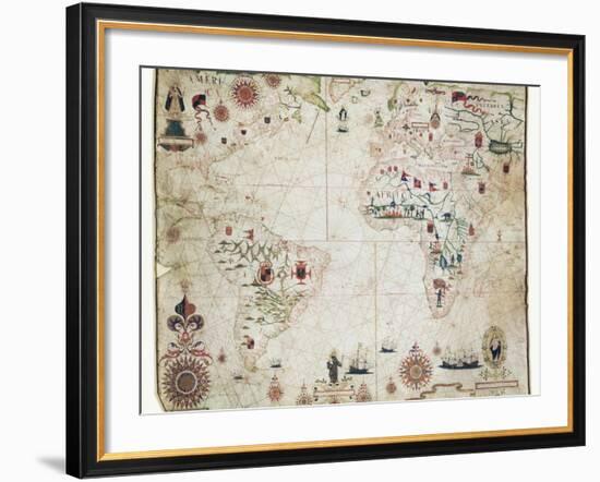 17th Century Nautical Map of the Atlantic-Library of Congress-Framed Photographic Print