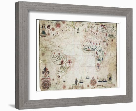 17th Century Nautical Map of the Atlantic-Library of Congress-Framed Photographic Print