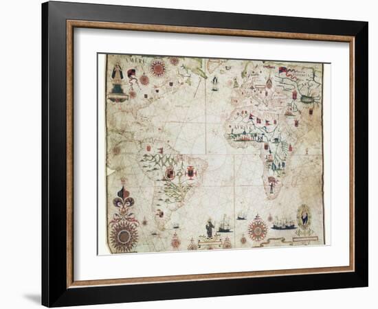 17th Century Nautical Map of the Atlantic-Library of Congress-Framed Photographic Print