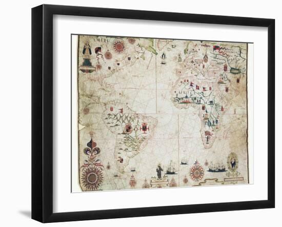 17th Century Nautical Map of the Atlantic-Library of Congress-Framed Photographic Print