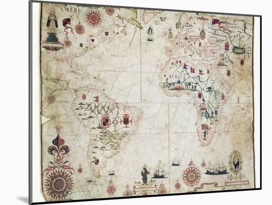 17th Century Nautical Map of the Atlantic-Library of Congress-Mounted Photographic Print