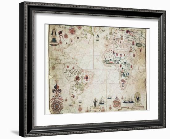 17th Century Nautical Map of the Atlantic-Library of Congress-Framed Photographic Print