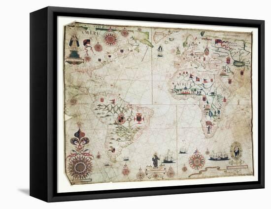 17th Century Nautical Map of the Atlantic-Library of Congress-Framed Premier Image Canvas