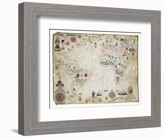 17th Century Nautical Map of the Atlantic-Library of Congress-Framed Photographic Print