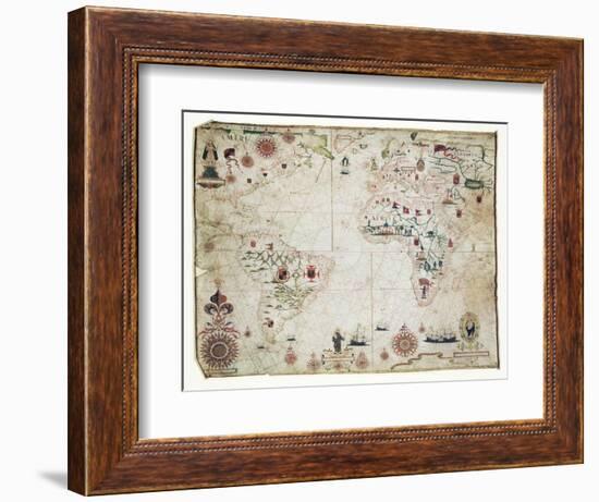 17th Century Nautical Map of the Atlantic-Library of Congress-Framed Photographic Print