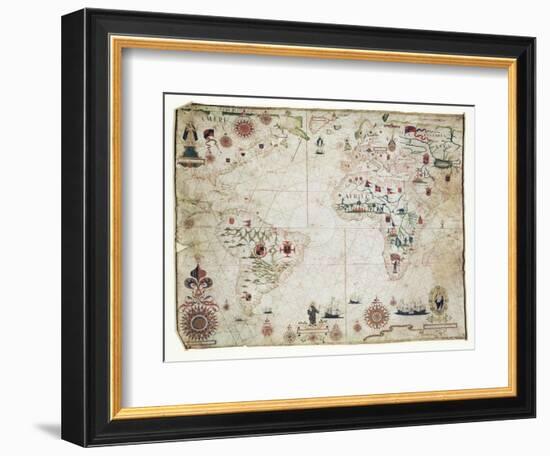 17th Century Nautical Map of the Atlantic-Library of Congress-Framed Photographic Print