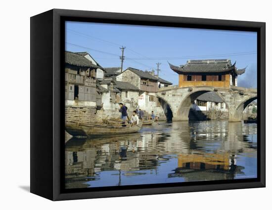 17th Century Pavilion Bridge Over Ancient Canal, Near Soochow (Suzhou), China, Asia-Ursula Gahwiler-Framed Premier Image Canvas