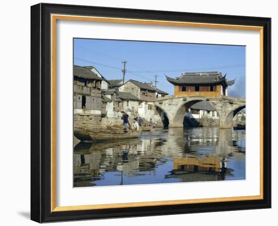 17th Century Pavilion Bridge Over Ancient Canal, Near Soochow (Suzhou), China, Asia-Ursula Gahwiler-Framed Photographic Print