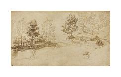River Landscape - Sketch-17th Century School-Premium Giclee Print