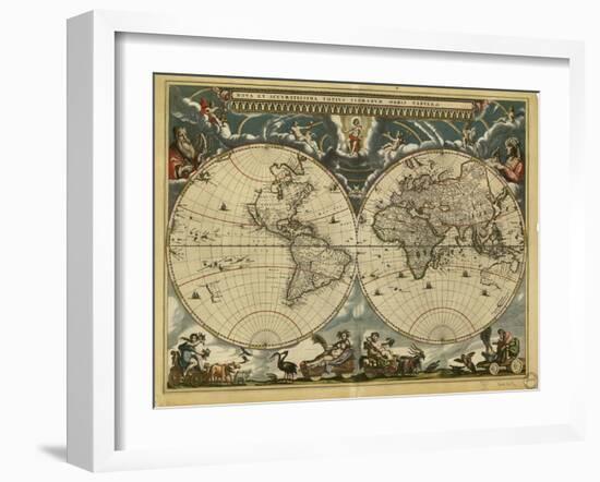 17th Century World Map-Library of Congress-Framed Photographic Print