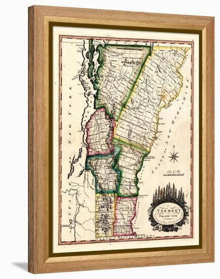 1810s, Vermont State Map, Vermont, United States-null-Framed Premier Image Canvas