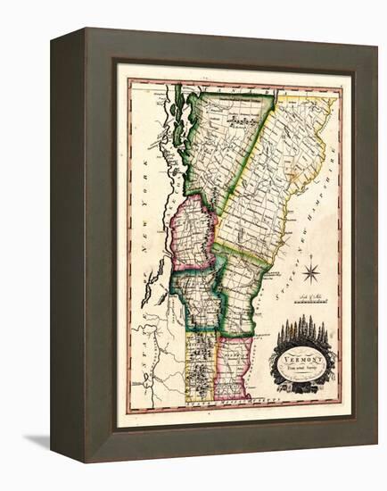 1810s, Vermont State Map, Vermont, United States-null-Framed Premier Image Canvas