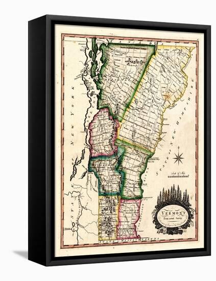 1810s, Vermont State Map, Vermont, United States-null-Framed Premier Image Canvas