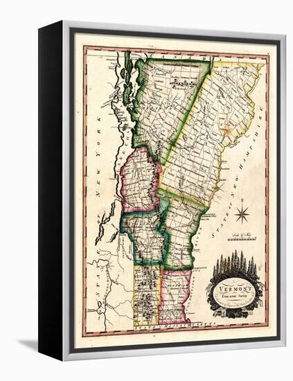 1810s, Vermont State Map, Vermont, United States-null-Framed Premier Image Canvas