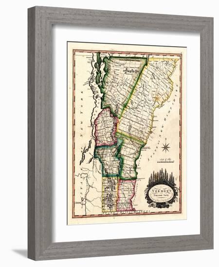 1810s, Vermont State Map, Vermont, United States-null-Framed Giclee Print