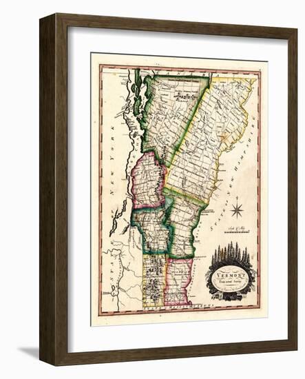 1810s, Vermont State Map, Vermont, United States-null-Framed Giclee Print