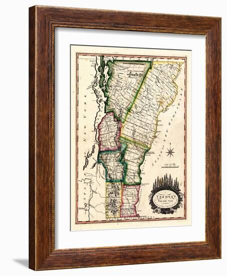 1810s, Vermont State Map, Vermont, United States-null-Framed Giclee Print