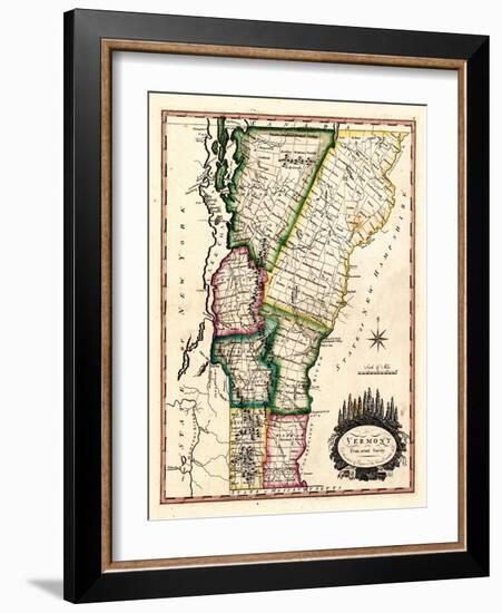 1810s, Vermont State Map, Vermont, United States-null-Framed Giclee Print