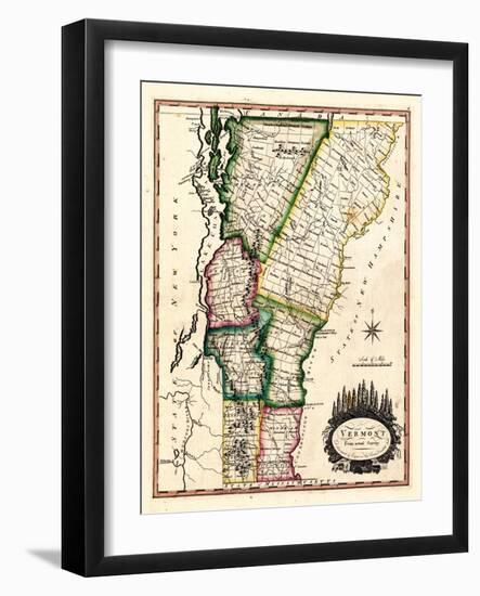 1810s, Vermont State Map, Vermont, United States-null-Framed Giclee Print