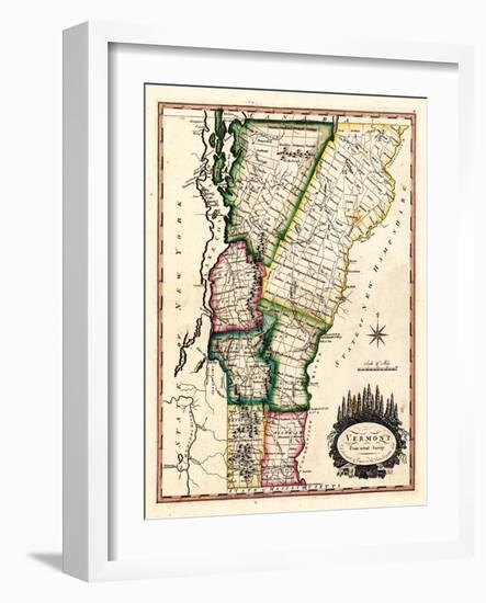 1810s, Vermont State Map, Vermont, United States-null-Framed Giclee Print