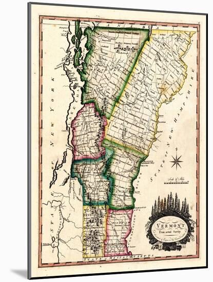 1810s, Vermont State Map, Vermont, United States-null-Mounted Giclee Print