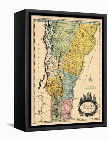 1814, Vermont State Map, Vermont, United States-null-Framed Premier Image Canvas