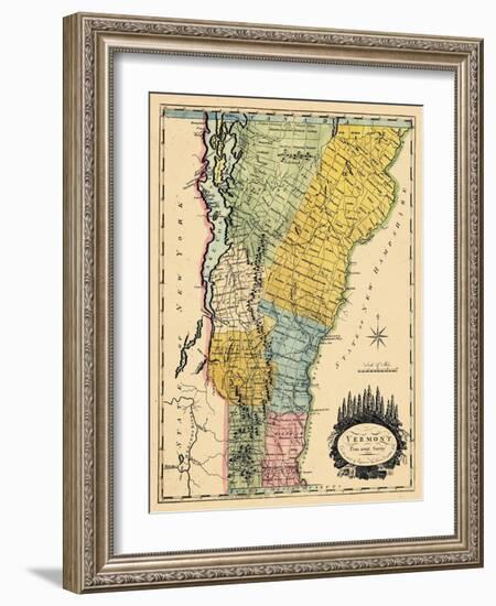 1814, Vermont State Map, Vermont, United States-null-Framed Giclee Print