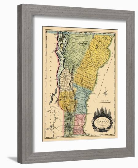 1814, Vermont State Map, Vermont, United States-null-Framed Giclee Print