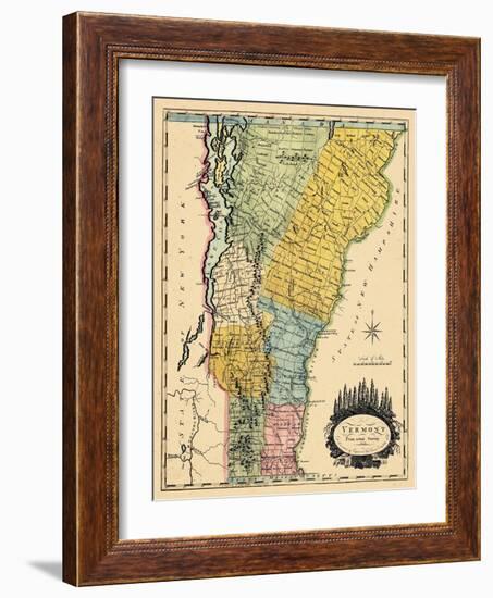 1814, Vermont State Map, Vermont, United States-null-Framed Giclee Print