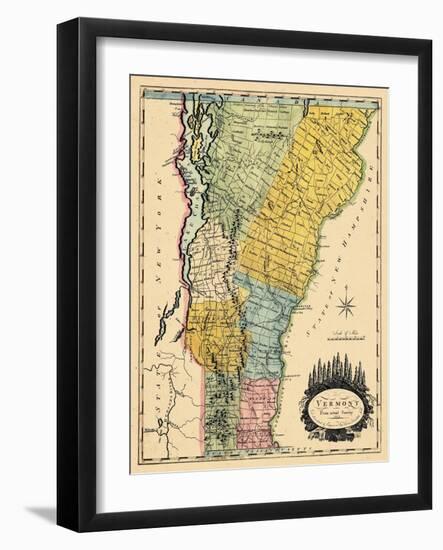 1814, Vermont State Map, Vermont, United States-null-Framed Giclee Print