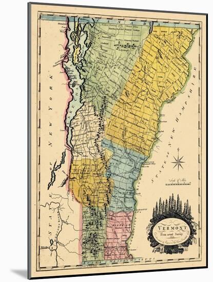 1814, Vermont State Map, Vermont, United States-null-Mounted Giclee Print