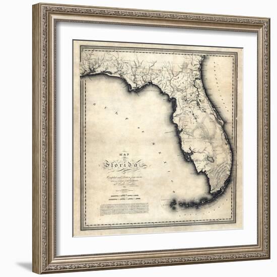 1823, Florida State Map, Florida, United States-null-Framed Giclee Print