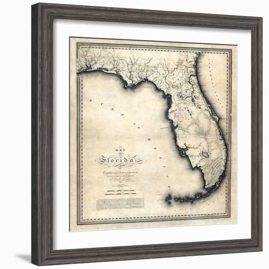 1823, Florida State Map, Florida, United States-null-Framed Giclee Print