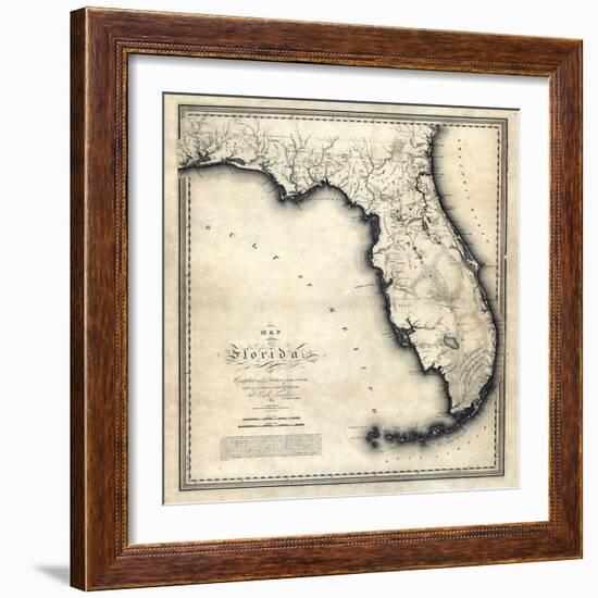 1823, Florida State Map, Florida, United States-null-Framed Giclee Print